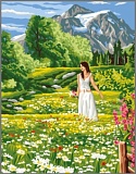 Купить недорого   Канва-страмин Royal Paris с рисунком "La Prairie" 47,5*37см, MEZ Венгрия, 9880132-00203  в интернет магазине Фэмили хоби
